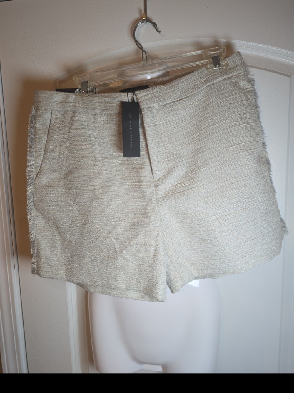 Banana Republic Ryan Fringe-Trim Metallic Tweed Shorts